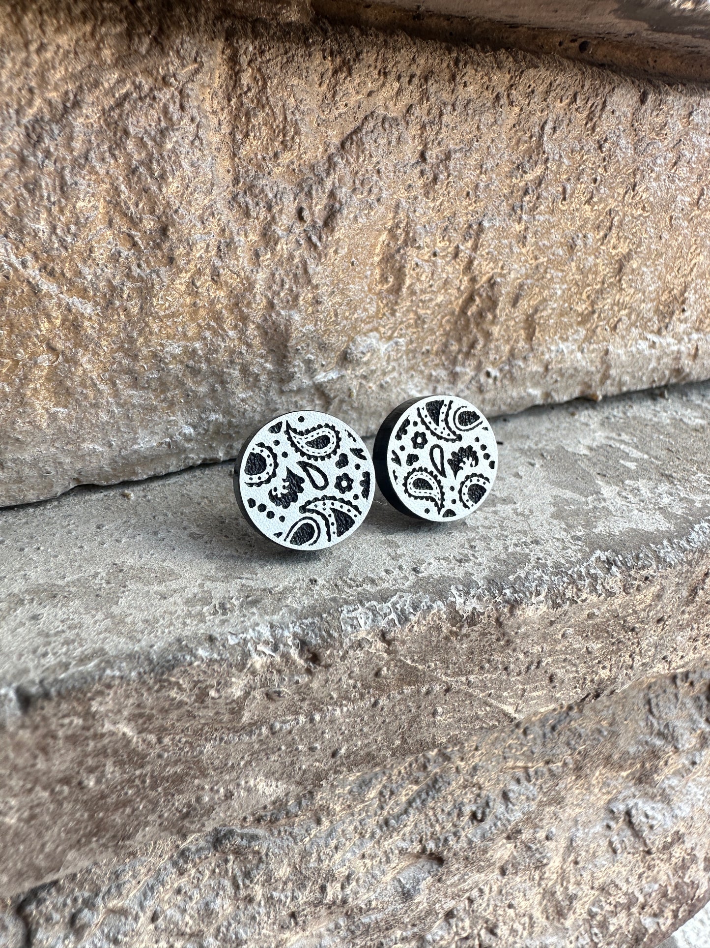 White Bandana Acrylic Stud | Western Earrings