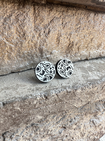 White Bandana Acrylic Stud | Western Earrings