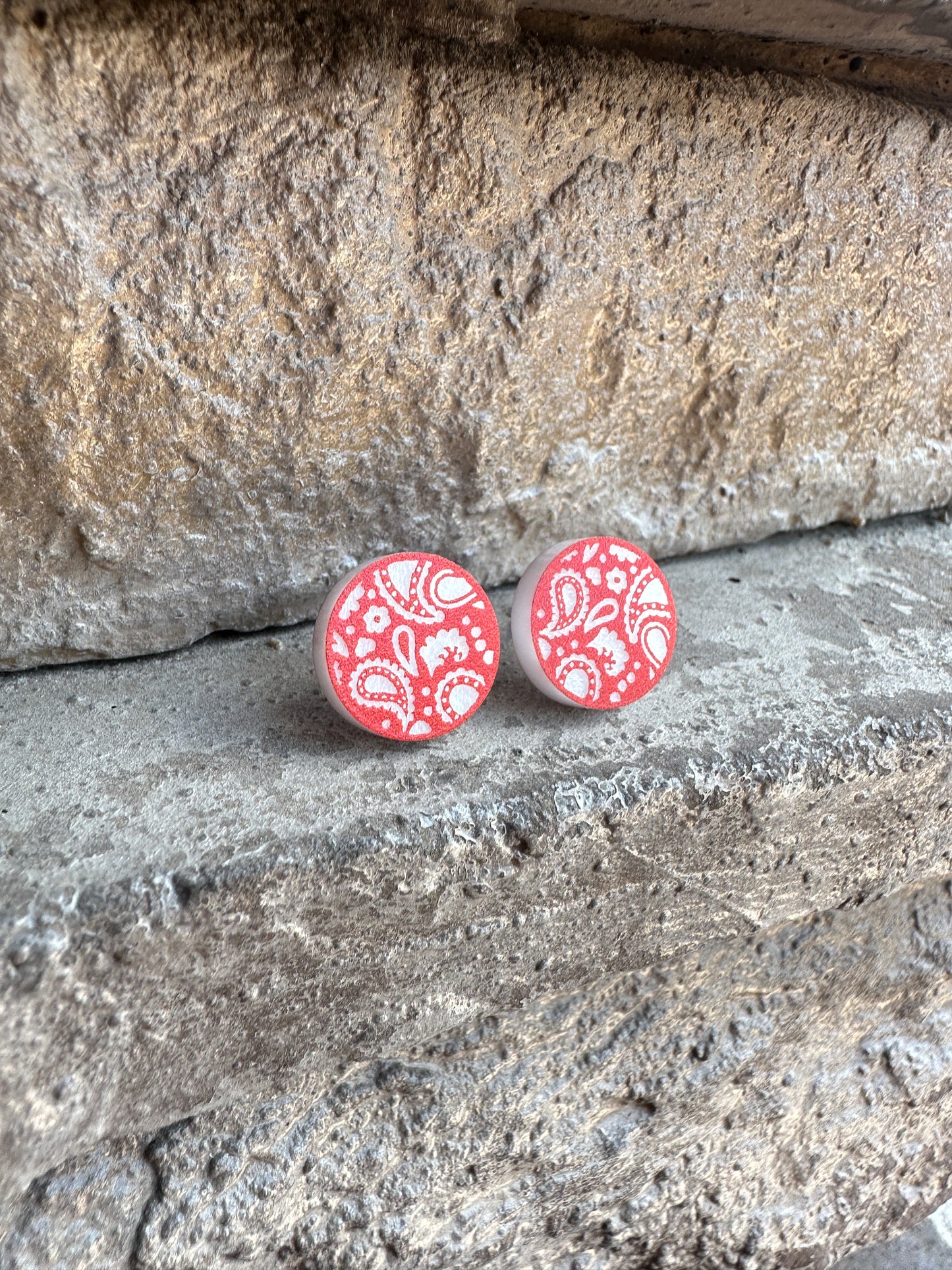 Red Bandana Acrylic Stud | Western Earrings