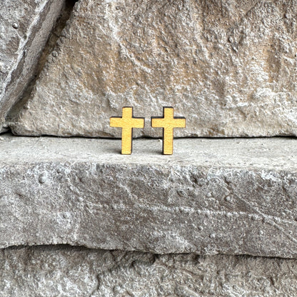 Cross Maple Wood Earrings