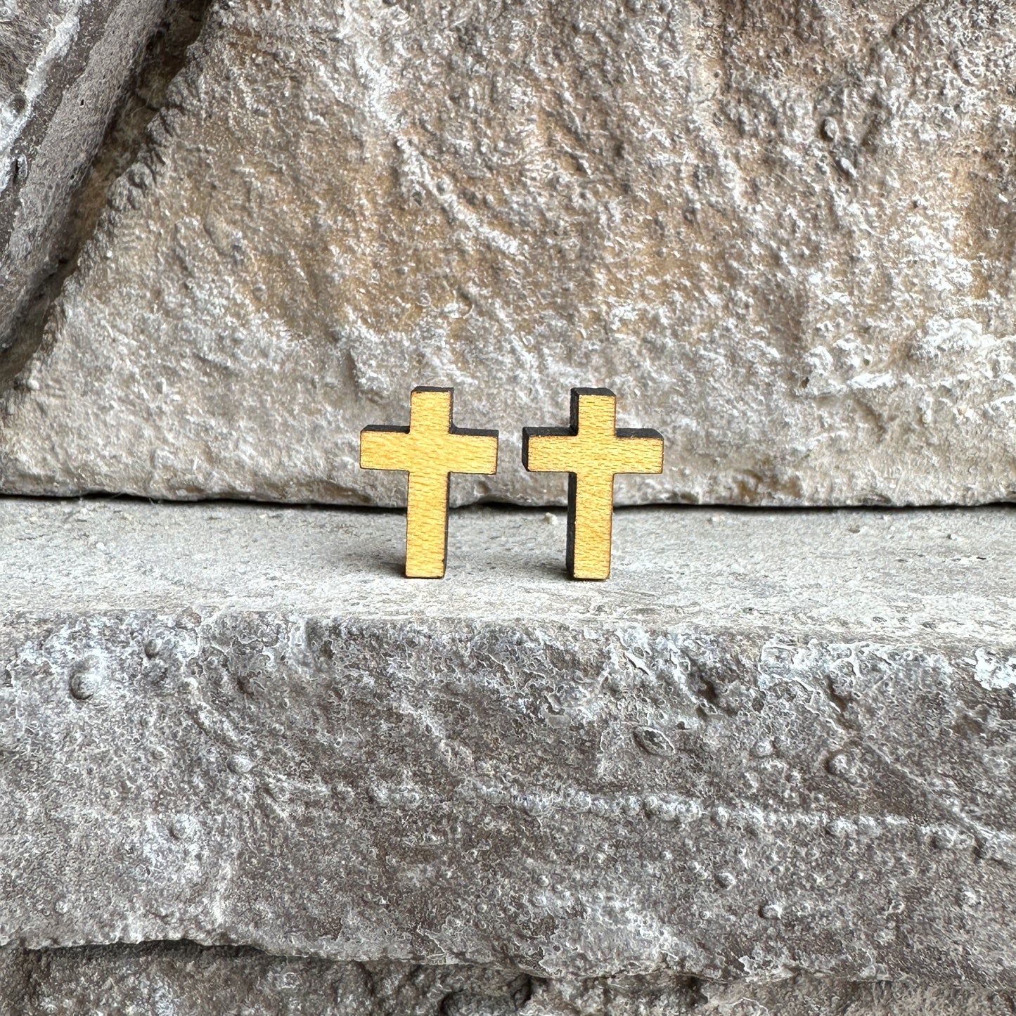 Cross Maple Wood Earrings