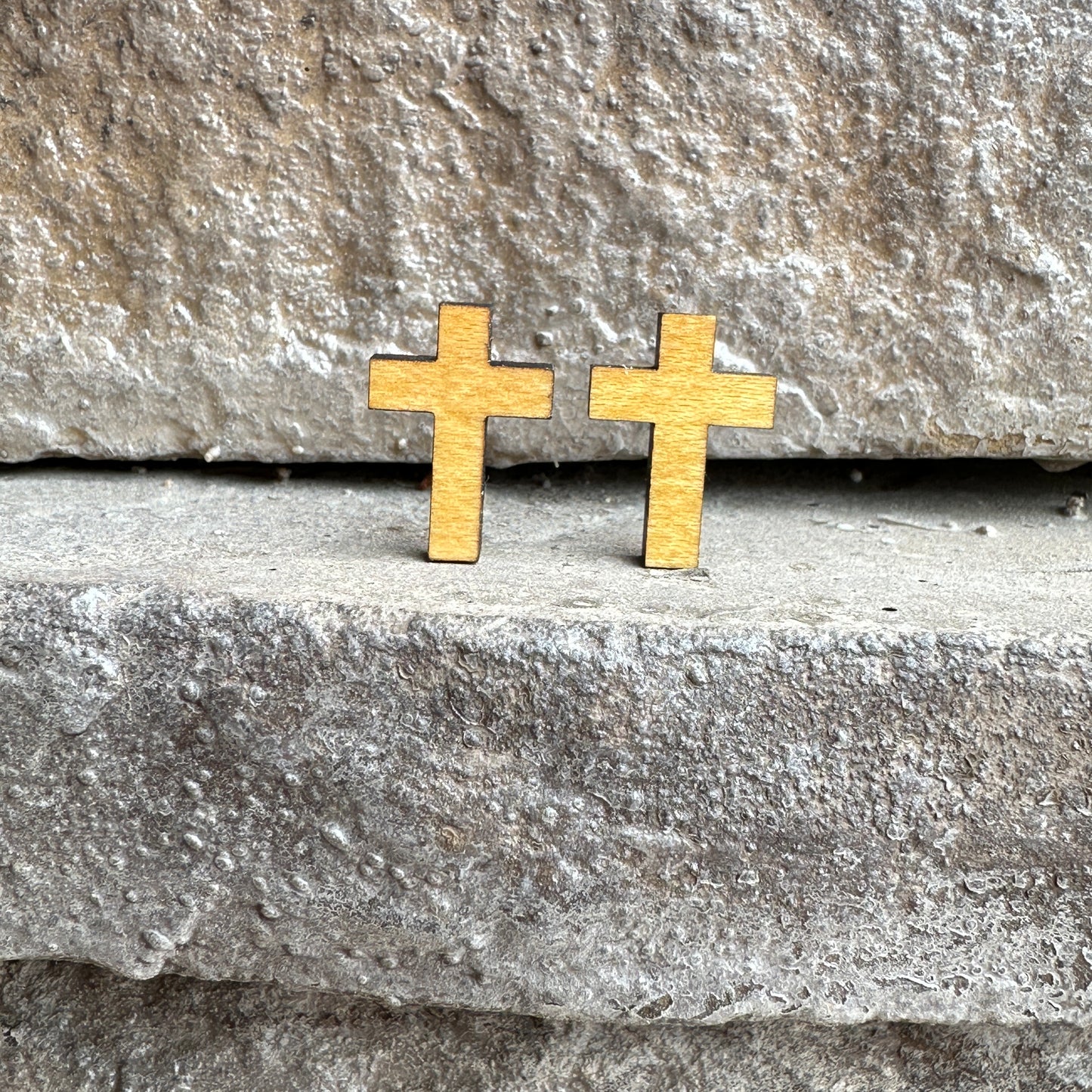 Cross Maple Wood Earrings
