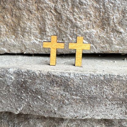 Cross Maple Wood Earrings