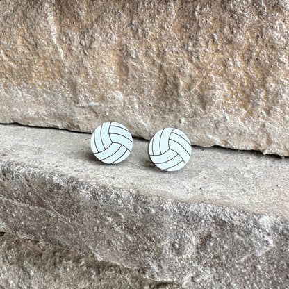 Volleyball Two Tone Round Acrylic Earrings