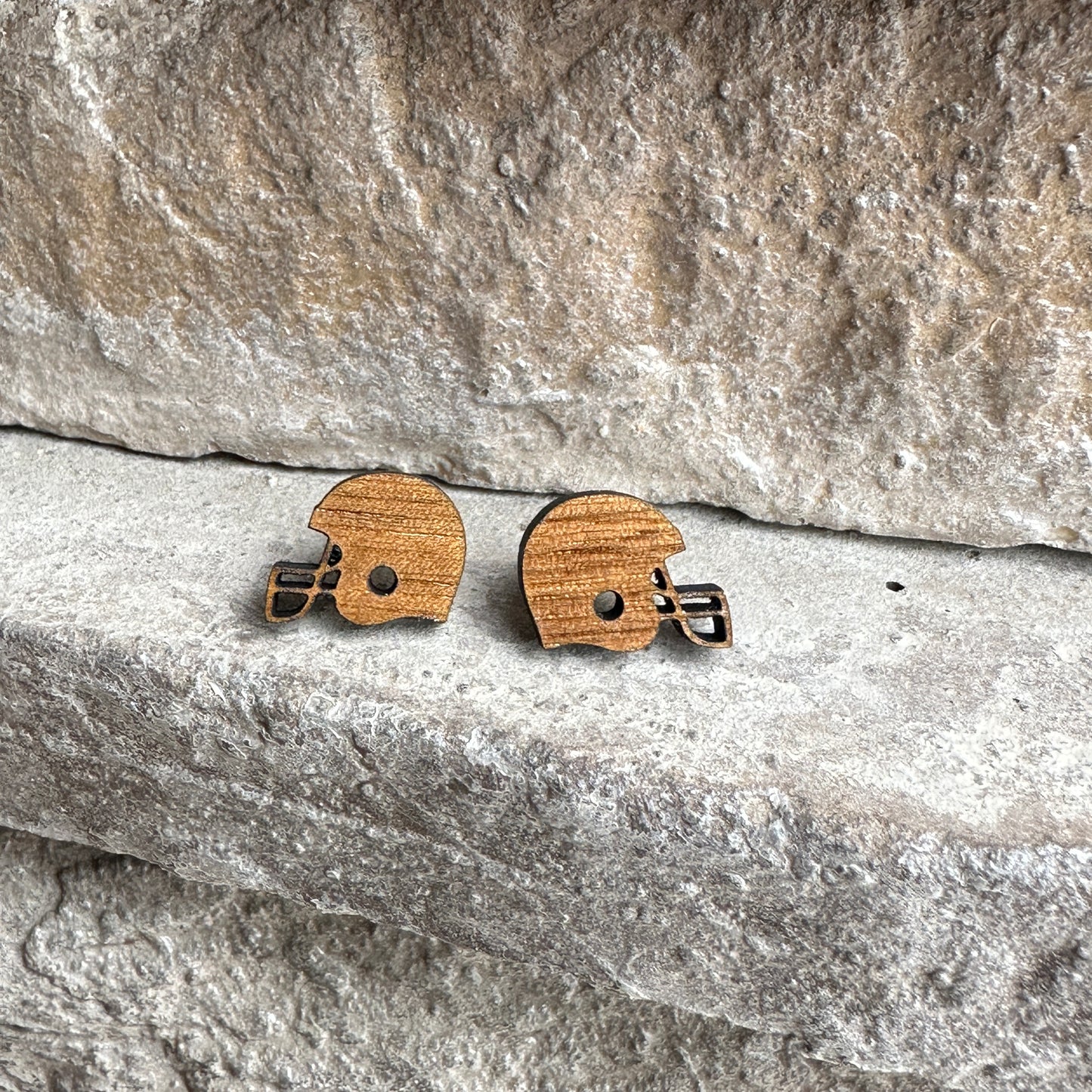 Football Helmet Wood Earrings