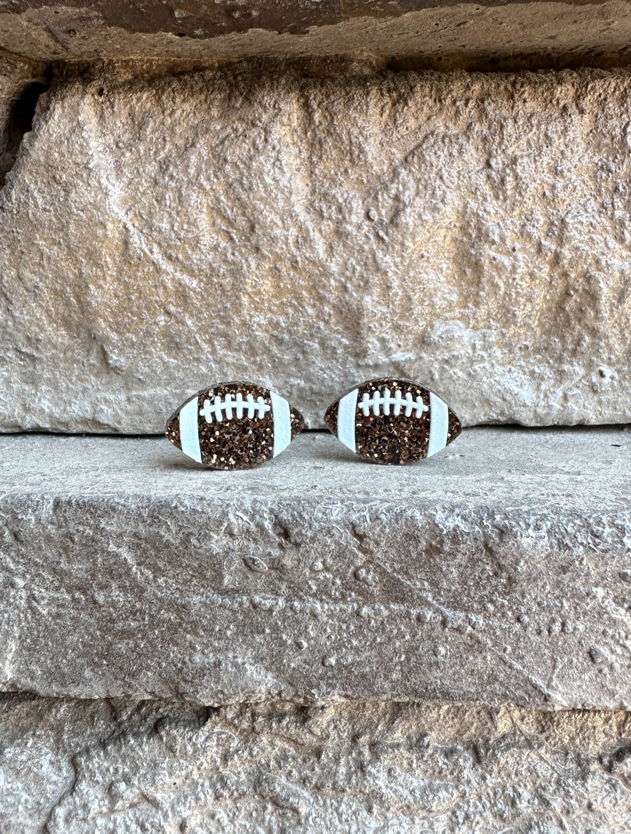 Glitter Football Acrylic Studs | Sports Earrings
