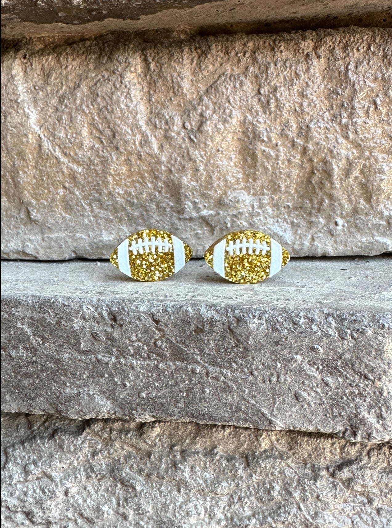 Glitter Football Acrylic Studs | Sports Earrings