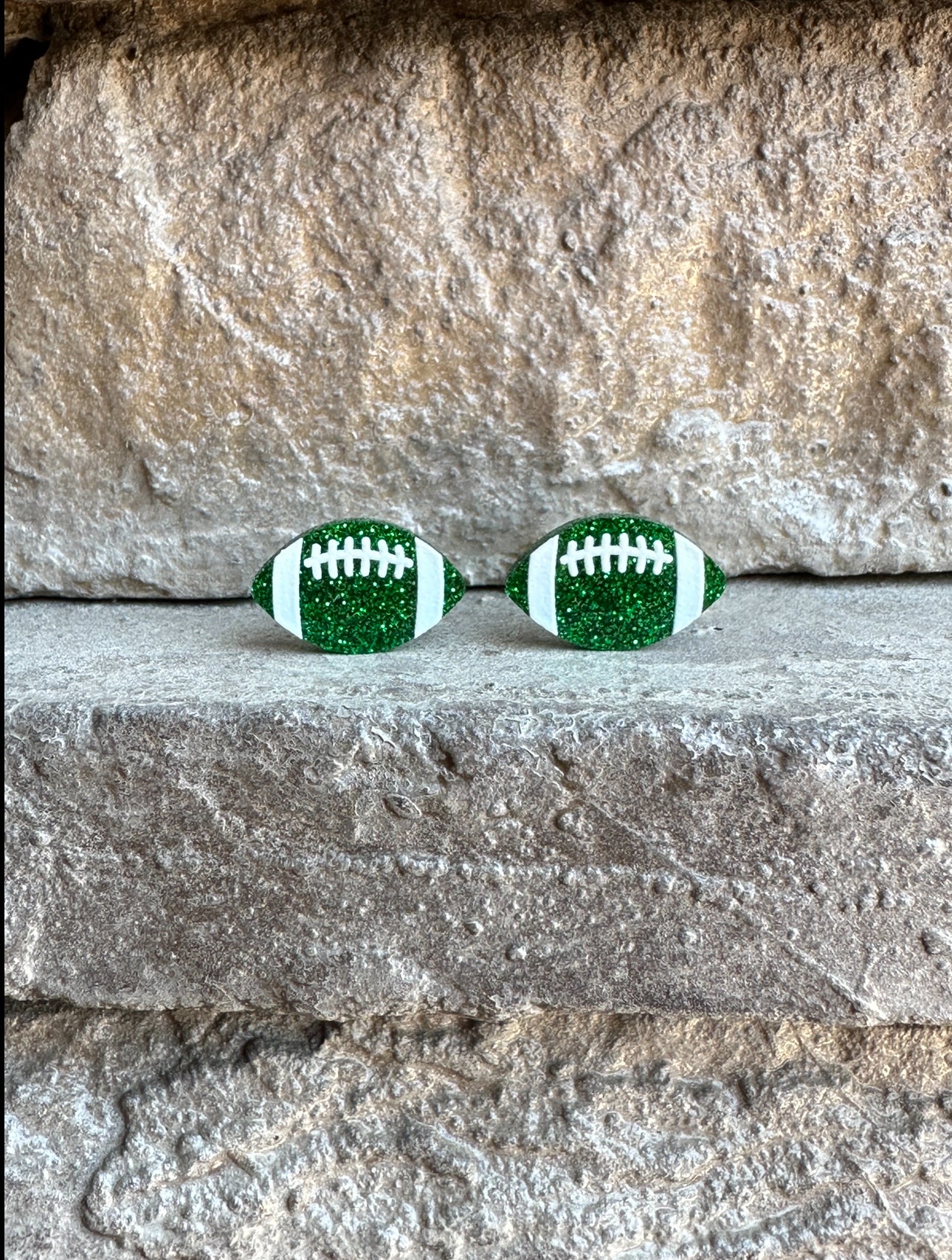 Glitter Football Acrylic Studs | Sports Earrings