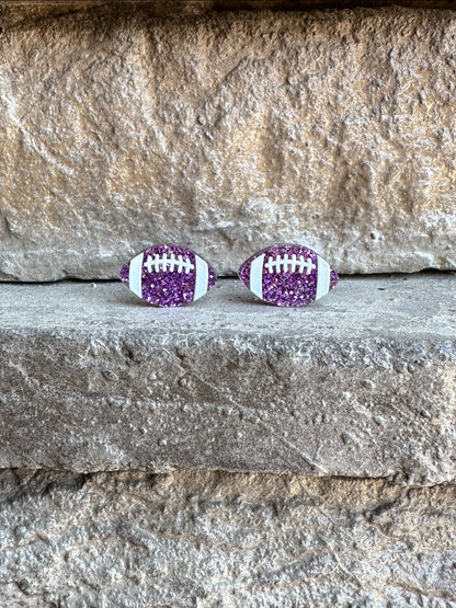 Glitter Football Acrylic Studs | Sports Earrings