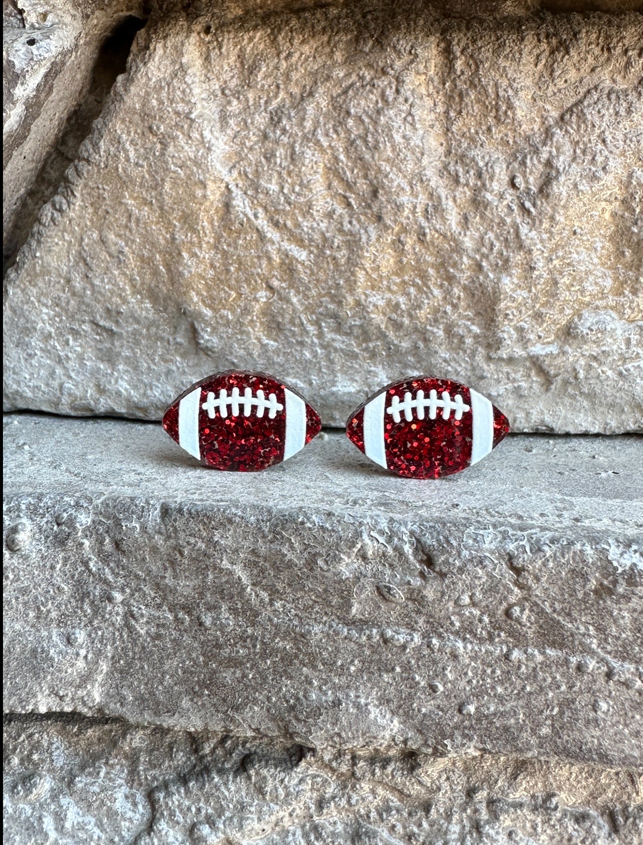 Glitter Football Acrylic Studs | Sports Earrings