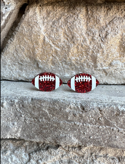 Glitter Football Acrylic Studs | Sports Earrings