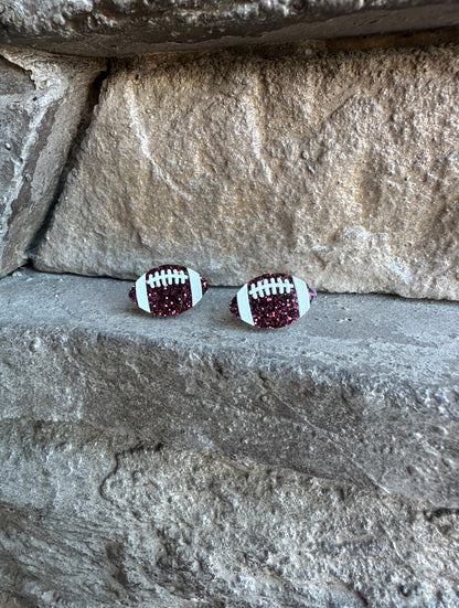 Glitter Football Acrylic Studs | Sports Earrings