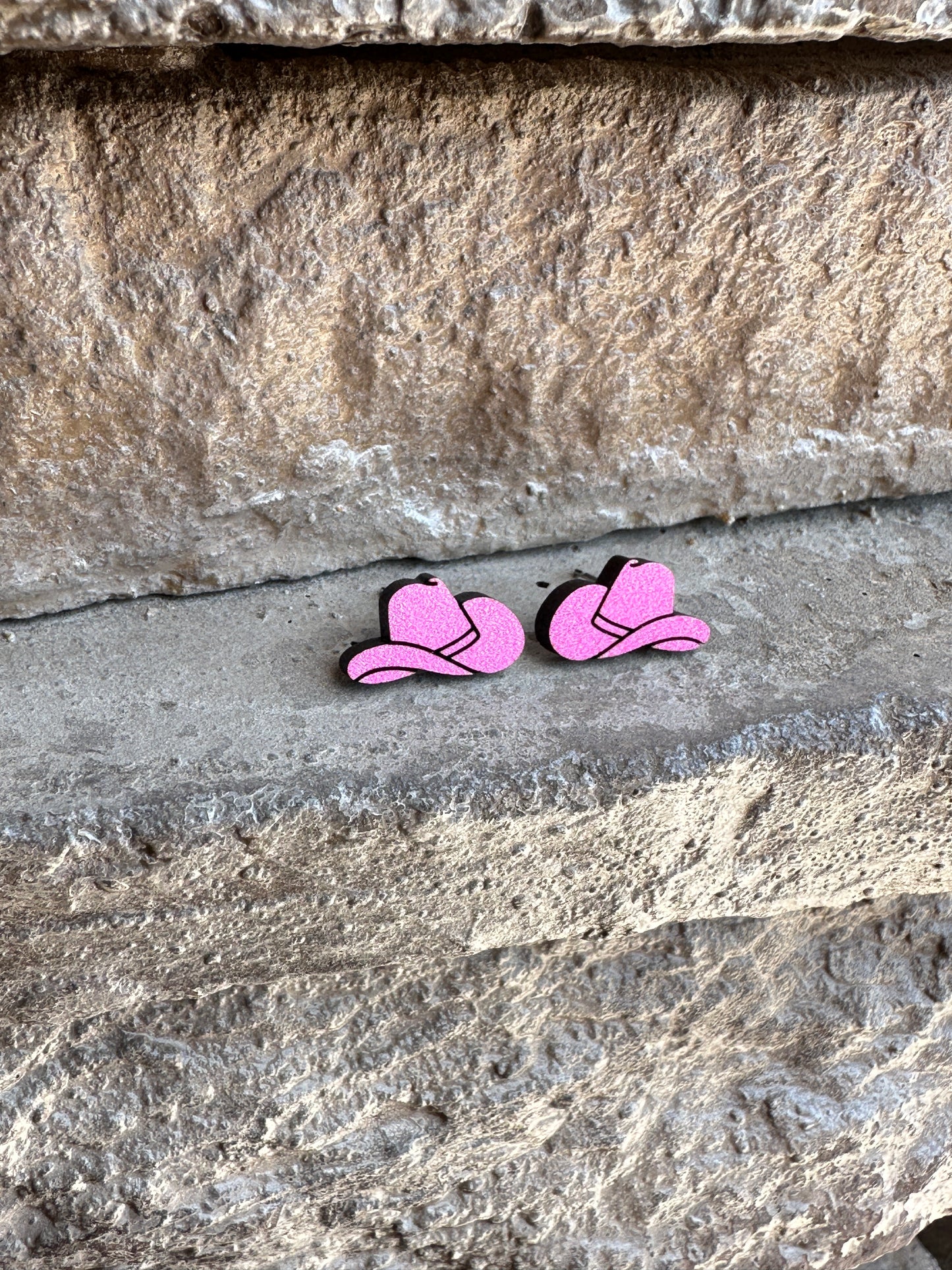 Pink Cowboy Hat Stud | Western Earrings
