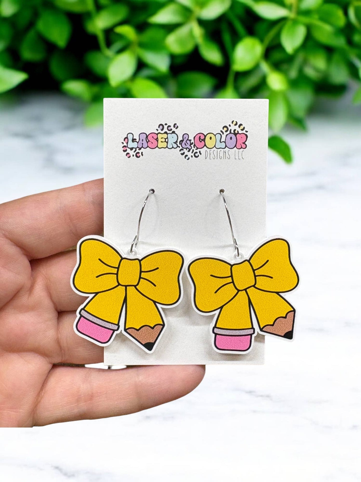 Teacher Earrings, Pencil Earrings, Pencil Bow Earrings