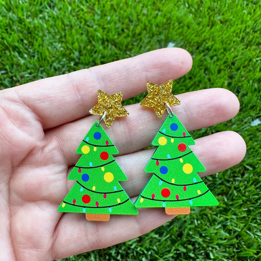 Decorated Christmas Tree Earrings