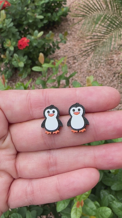 Penguin Acrylic Stud | Christmas Earrings