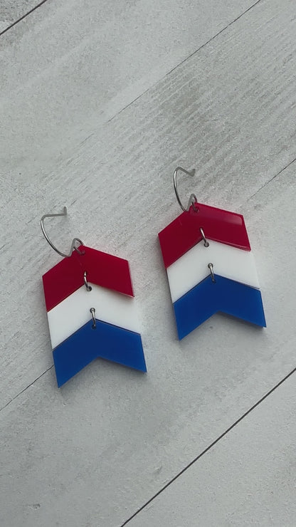 4th of July Chevron Dangle Earrings