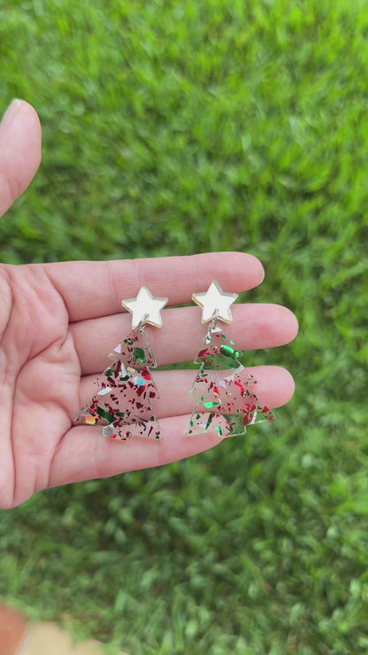 Christmas Confetti Tree Earrings