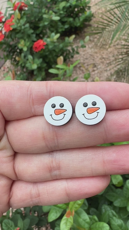 Snowman Face Stud | Christmas Earrings