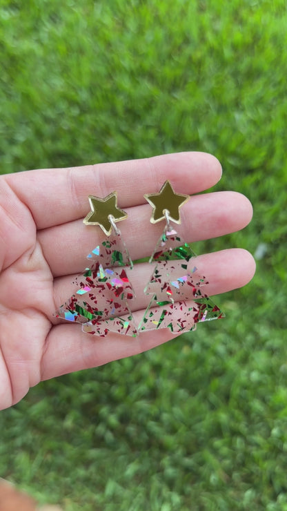 Christmas Confetti Tree Earrings