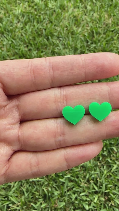 Green Acrylic Heart Earrings | St. Patrick's Day Earrings