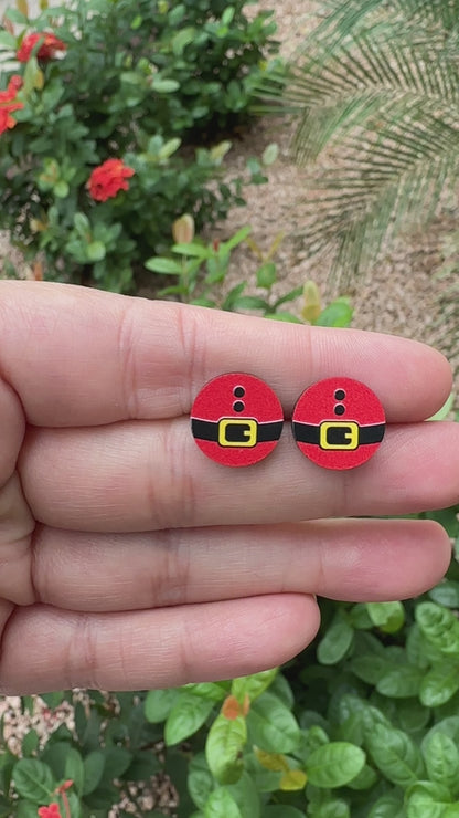 Santa Belt Round Stud | Christmas Earrings