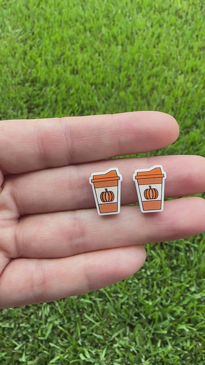 Pumpkin Coffee Earrings | Fall & Thanksgiving Earrings