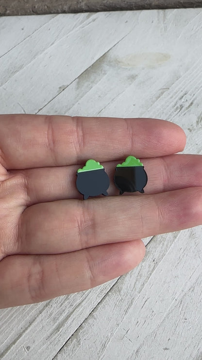 Witch Potion Cauldron Stud Earrings | Halloween Earrings