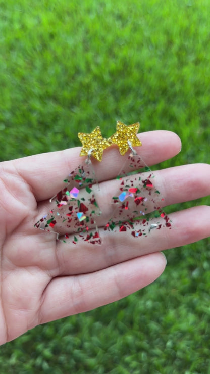 Christmas Confetti Tree Earrings