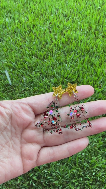 Christmas Confetti Tree Earrings