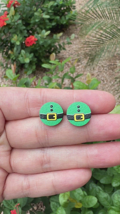 Elf Belt Round Stud | Christmas Earrings