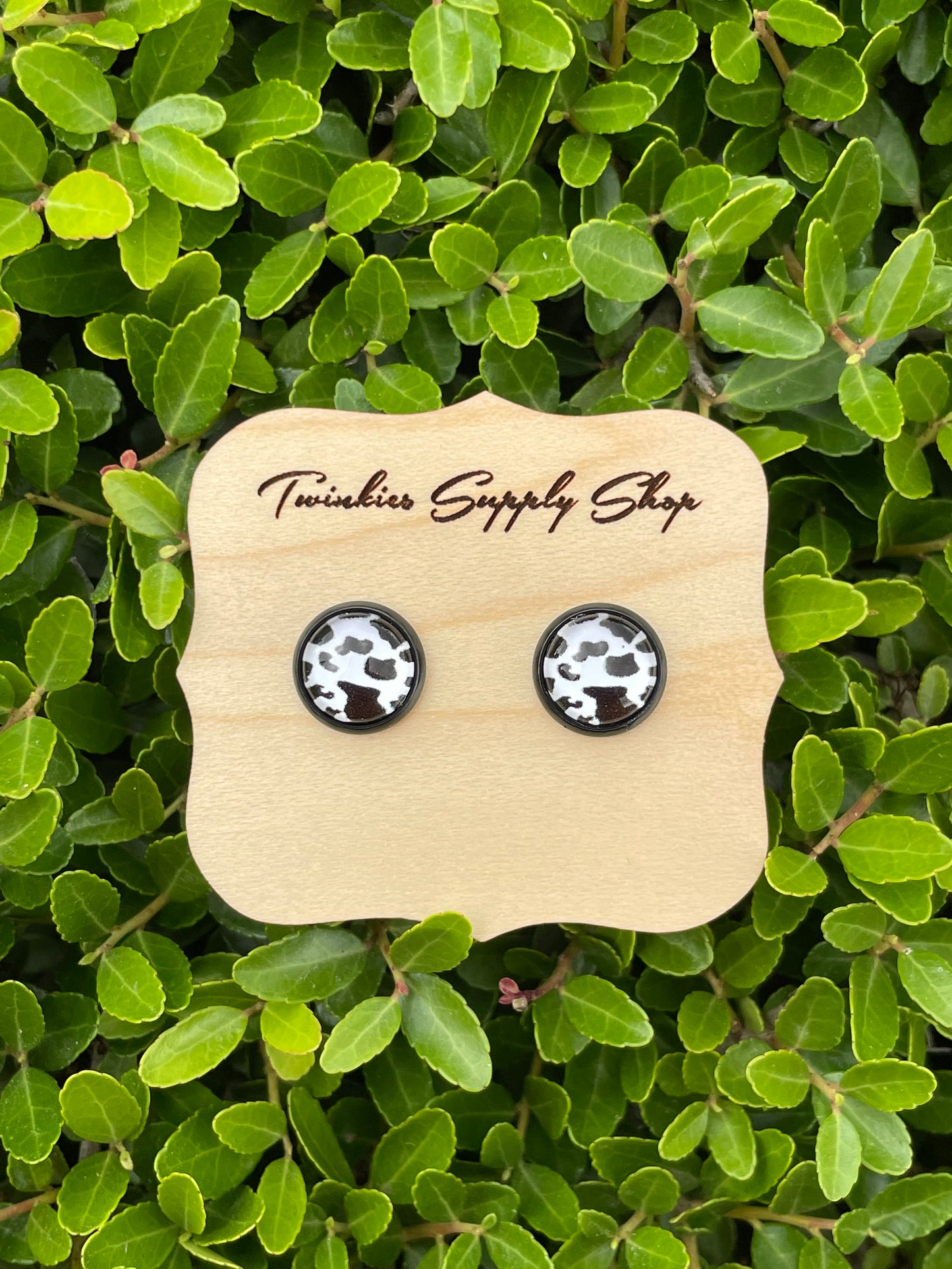 10mm Cow Print Earrings