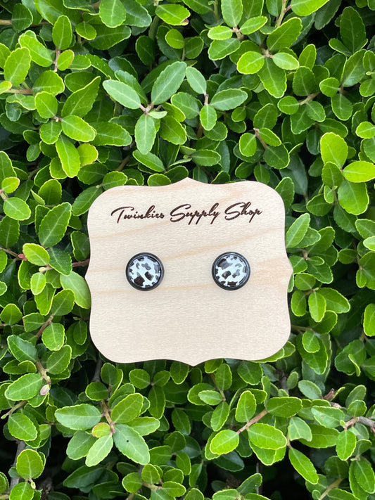 8mm Cow Print Earrings