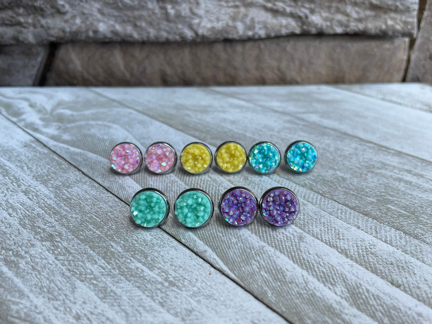 10mm Pastel Druzy Earrings