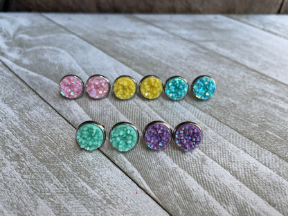 10mm Pastel Druzy Earrings