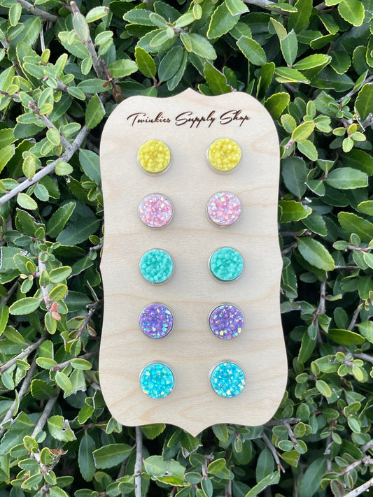 10mm Pastel Druzy Earrings