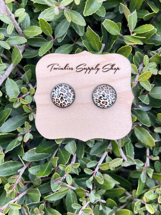 12mm Leopard Print Earrings