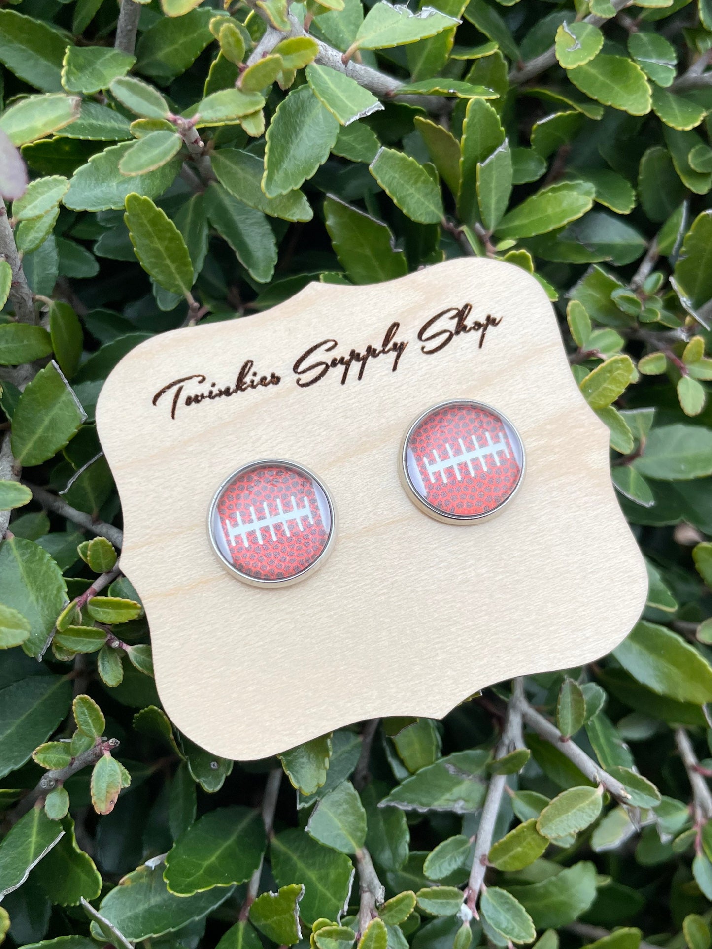12mm Football Earrings