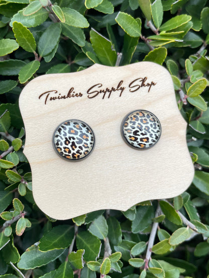 12mm Leopard Print Earrings
