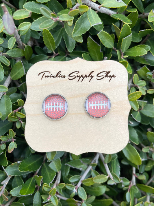12mm Football Earrings