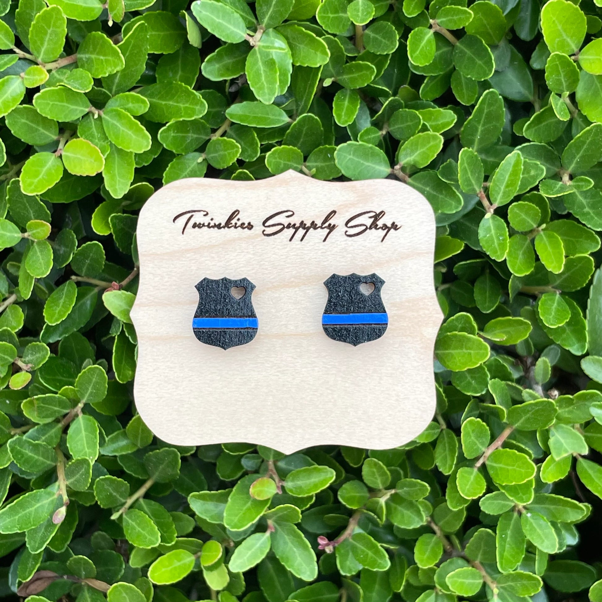 Thin blue line earrings sales